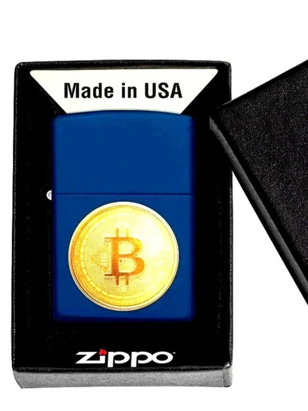 Sharp Blue Bitcoin Textured Print Zippo Lighter